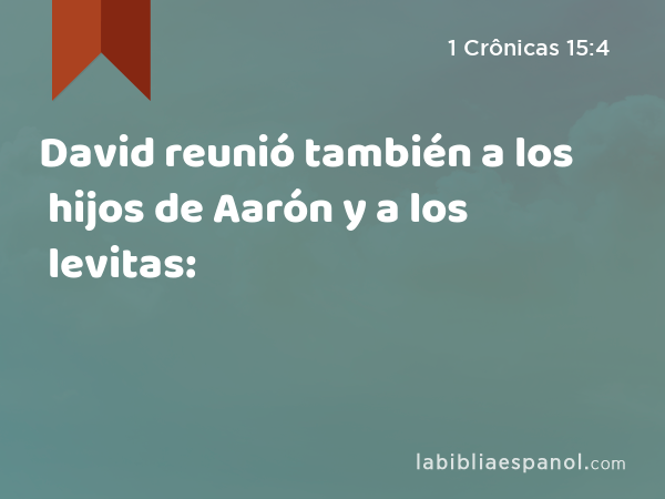 David reunió también a los hijos de Aarón y a los levitas: - 1 Crônicas 15:4