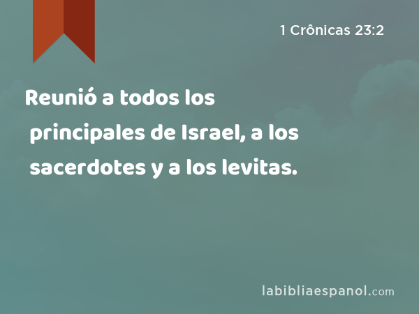 Reunió a todos los principales de Israel, a los sacerdotes y a los levitas. - 1 Crônicas 23:2