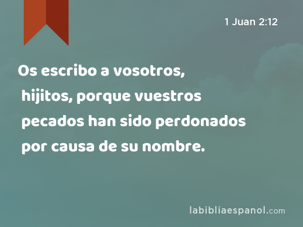 Os escribo a vosotros, hijitos, porque vuestros pecados han sido perdonados por causa de su nombre. - 1 Juan 2:12