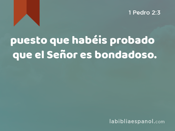 puesto que habéis probado que el Señor es bondadoso. - 1 Pedro 2:3