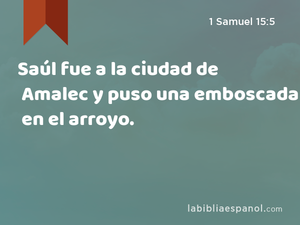 Saúl fue a la ciudad de Amalec y puso una emboscada en el arroyo. - 1 Samuel 15:5