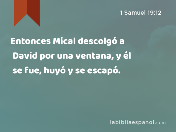 Entonces Mical descolgó a David por una ventana, y él se fue, huyó y se escapó. - 1 Samuel 19:12