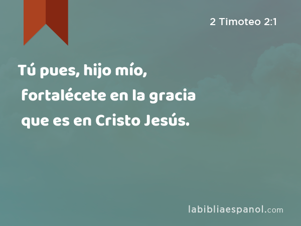 Tú pues, hijo mío, fortalécete en la gracia que es en Cristo Jesús. - 2 Timoteo 2:1