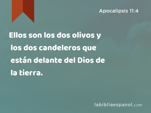 Ellos son los dos olivos y los dos candeleros que están delante del Dios de la tierra. - Apocalipsis 11:4