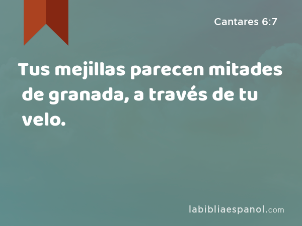 Tus mejillas parecen mitades de granada, a través de tu velo. - Cantares 6:7