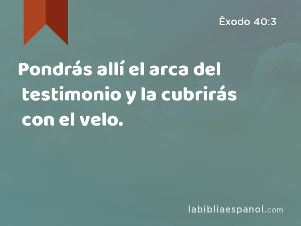 Pondrás allí el arca del testimonio y la cubrirás con el velo. - Êxodo 40:3