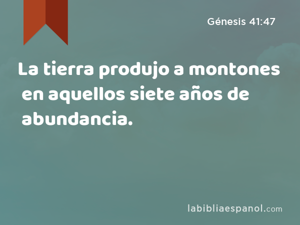 La tierra produjo a montones en aquellos siete años de abundancia. - Génesis 41:47