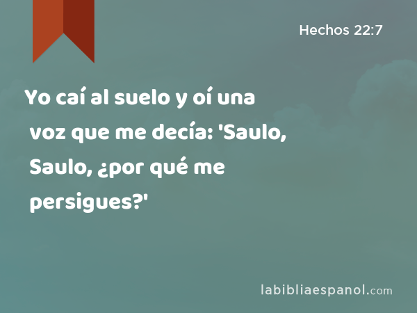 Yo caí al suelo y oí una voz que me decía: 'Saulo, Saulo, ¿por qué me persigues?' - Hechos 22:7