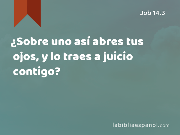 ¿Sobre uno así abres tus ojos, y lo traes a juicio contigo? - Job 14:3