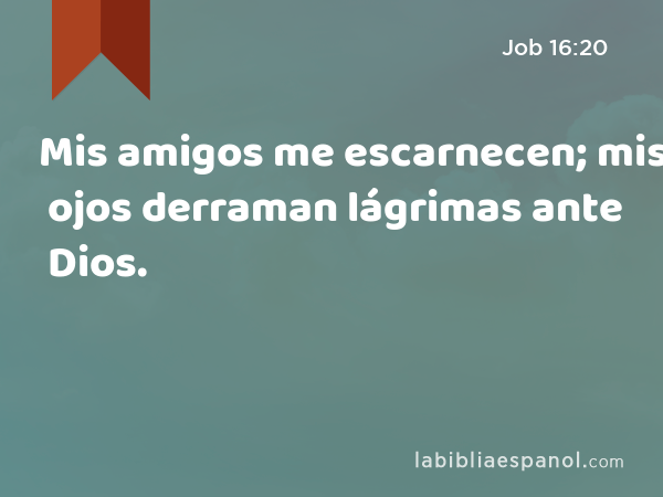 Mis amigos me escarnecen; mis ojos derraman lágrimas ante Dios. - Job 16:20