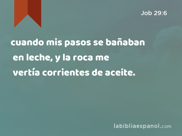 cuando mis pasos se bañaban en leche, y la roca me vertía corrientes de aceite. - Job 29:6