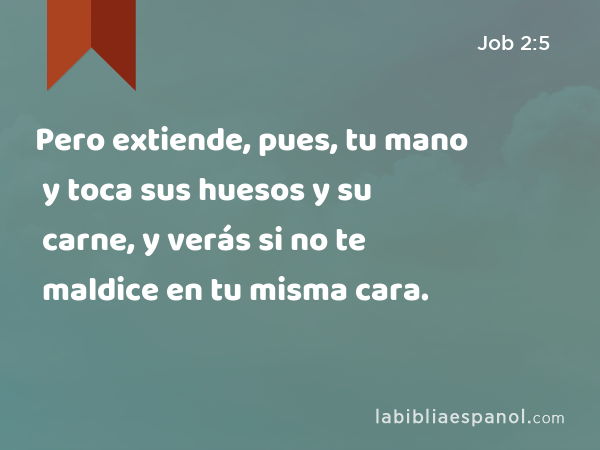 Pero extiende, pues, tu mano y toca sus huesos y su carne, y verás si no te maldice en tu misma cara. - Job 2:5