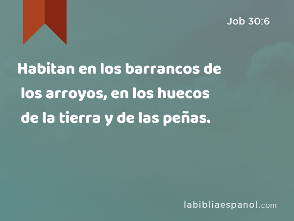 Habitan en los barrancos de los arroyos, en los huecos de la tierra y de las peñas. - Job 30:6