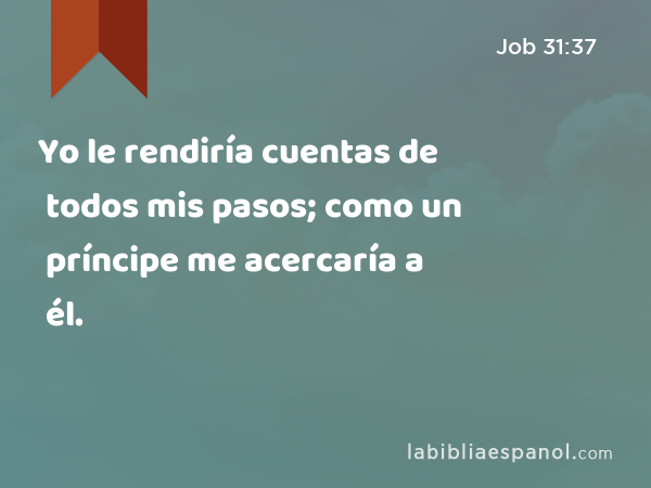 Yo le rendiría cuentas de todos mis pasos; como un príncipe me acercaría a él. - Job 31:37