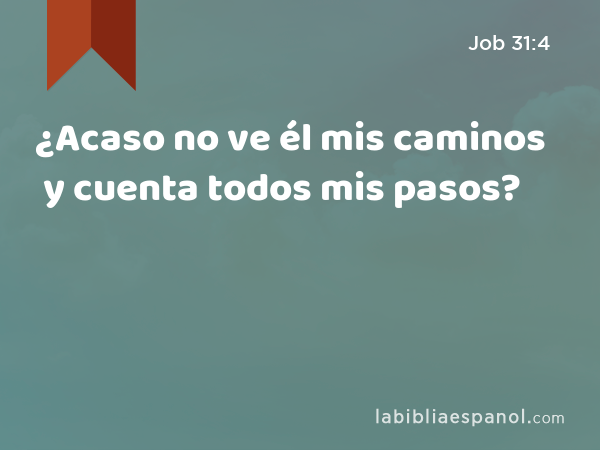 ¿Acaso no ve él mis caminos y cuenta todos mis pasos? - Job 31:4