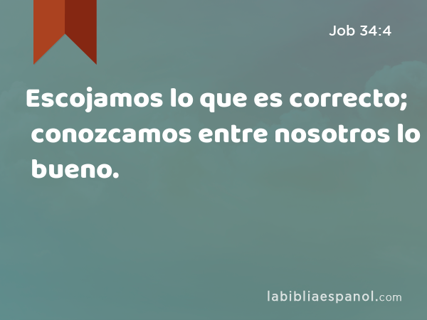 Escojamos lo que es correcto; conozcamos entre nosotros lo bueno. - Job 34:4