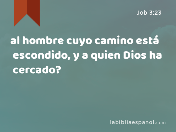 al hombre cuyo camino está escondido, y a quien Dios ha cercado? - Job 3:23