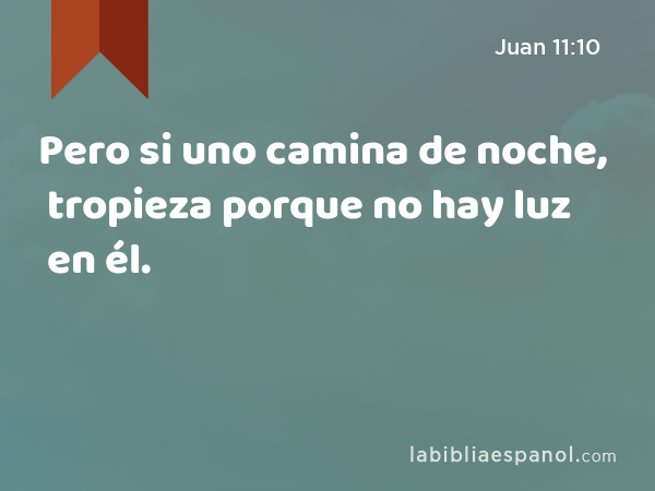 Pero si uno camina de noche, tropieza porque no hay luz en él. - Juan 11:10