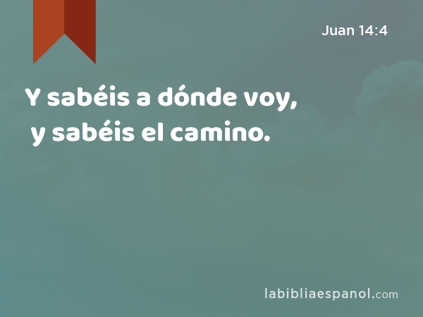 Y sabéis a dónde voy, y sabéis el camino. - Juan 14:4