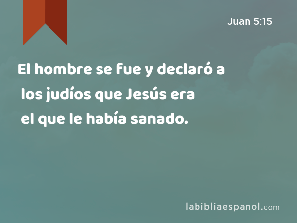 El hombre se fue y declaró a los judíos que Jesús era el que le había sanado. - Juan 5:15