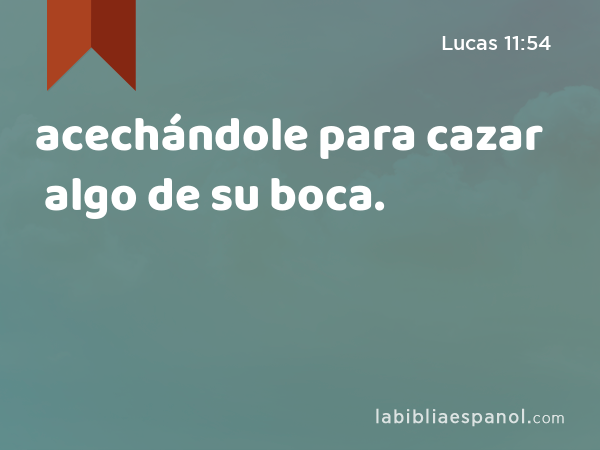 acechándole para cazar algo de su boca. - Lucas 11:54