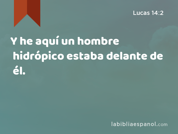 Y he aquí un hombre hidrópico estaba delante de él. - Lucas 14:2