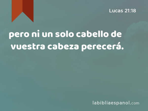 pero ni un solo cabello de vuestra cabeza perecerá. - Lucas 21:18