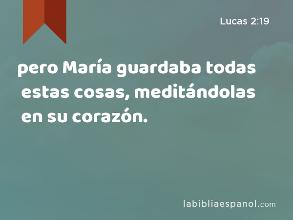 pero María guardaba todas estas cosas, meditándolas en su corazón. - Lucas 2:19