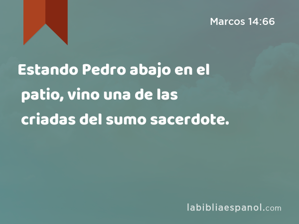 Estando Pedro abajo en el patio, vino una de las criadas del sumo sacerdote. - Marcos 14:66