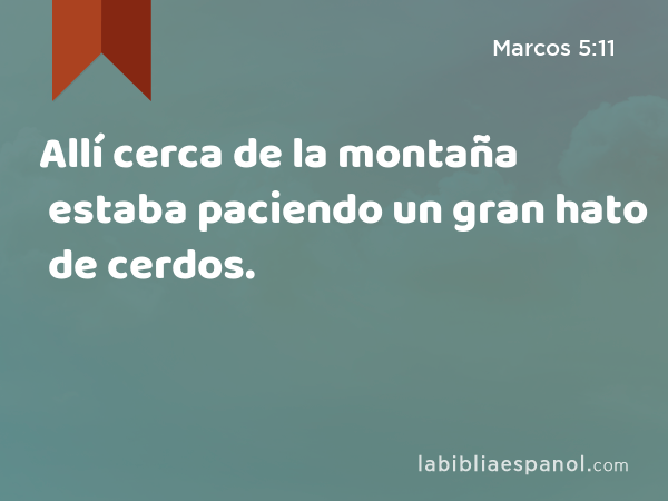 Allí cerca de la montaña estaba paciendo un gran hato de cerdos. - Marcos 5:11