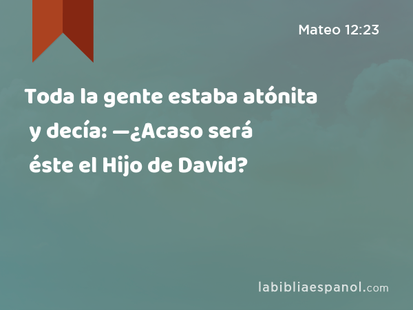 Toda la gente estaba atónita y decía: —¿Acaso será éste el Hijo de David? - Mateo 12:23