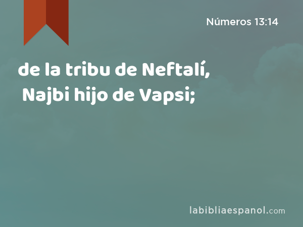 de la tribu de Neftalí, Najbi hijo de Vapsi; - Números 13:14