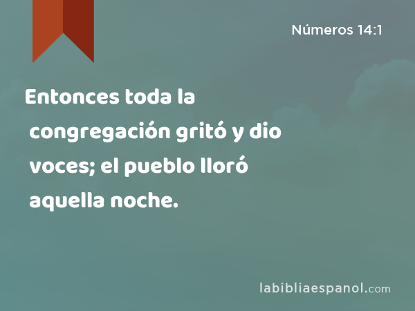 Entonces toda la congregación gritó y dio voces; el pueblo lloró aquella noche. - Números 14:1