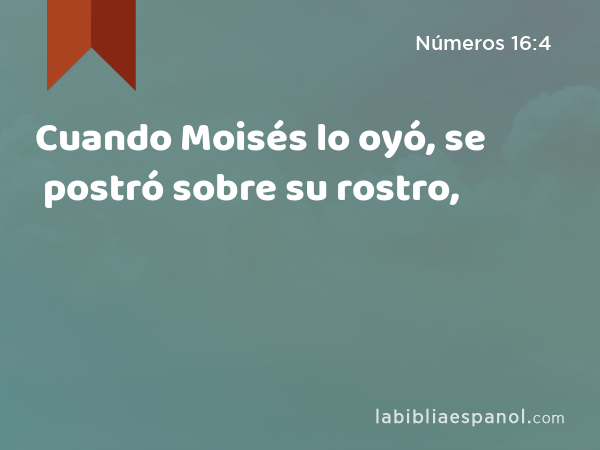 Cuando Moisés lo oyó, se postró sobre su rostro, - Números 16:4