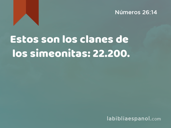 Estos son los clanes de los simeonitas: 22.200. - Números 26:14