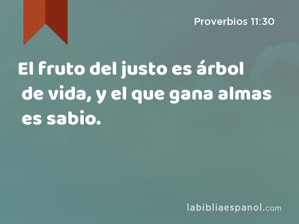 El fruto del justo es árbol de vida, y el que gana almas es sabio. - Proverbios 11:30