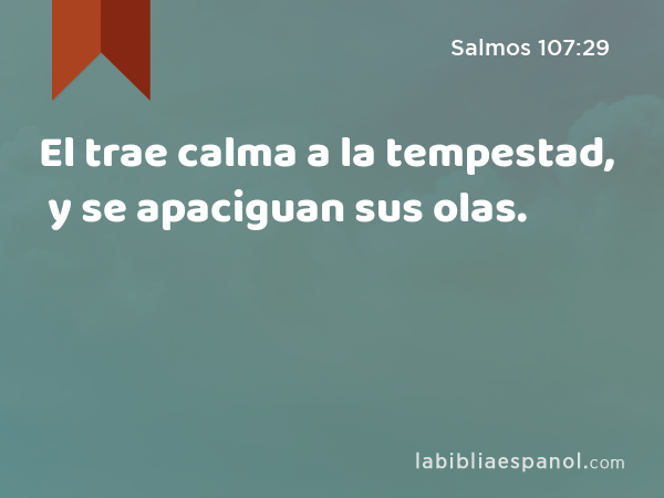 El trae calma a la tempestad, y se apaciguan sus olas. - Salmos 107:29