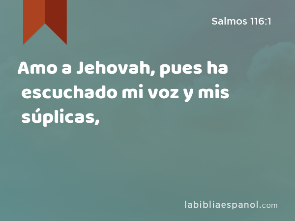 Amo a Jehovah, pues ha escuchado mi voz y mis súplicas, - Salmos 116:1