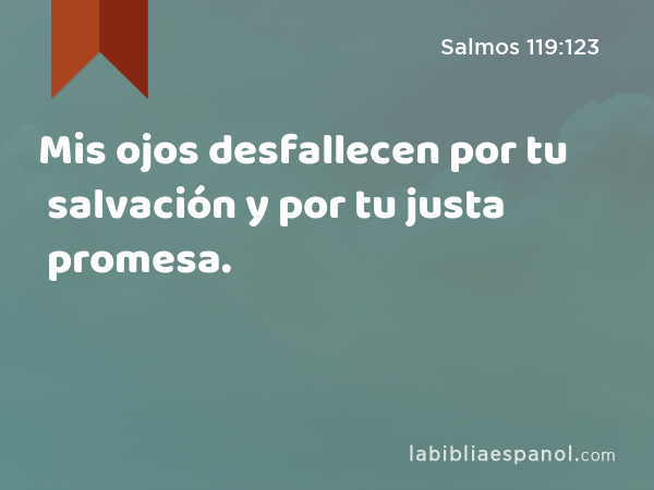 Mis ojos desfallecen por tu salvación y por tu justa promesa. - Salmos 119:123