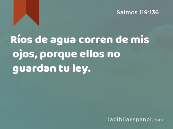 Ríos de agua corren de mis ojos, porque ellos no guardan tu ley. - Salmos 119:136