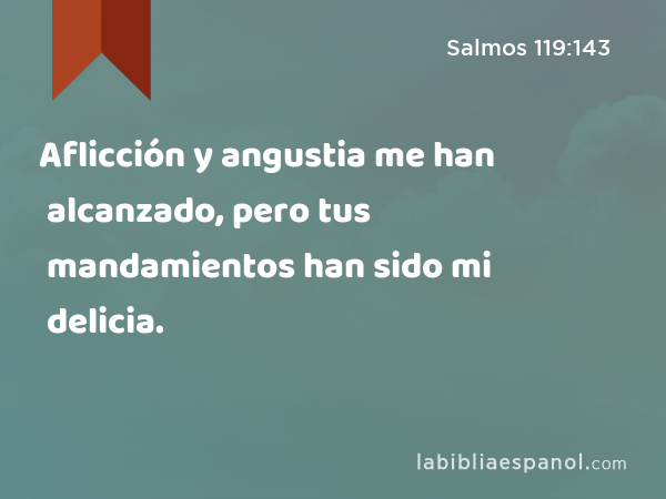 Aflicción y angustia me han alcanzado, pero tus mandamientos han sido mi delicia. - Salmos 119:143