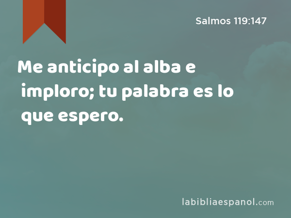 Me anticipo al alba e imploro; tu palabra es lo que espero. - Salmos 119:147