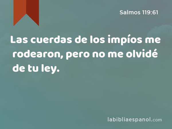 Las cuerdas de los impíos me rodearon, pero no me olvidé de tu ley. - Salmos 119:61