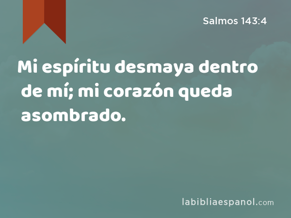 Mi espíritu desmaya dentro de mí; mi corazón queda asombrado. - Salmos 143:4