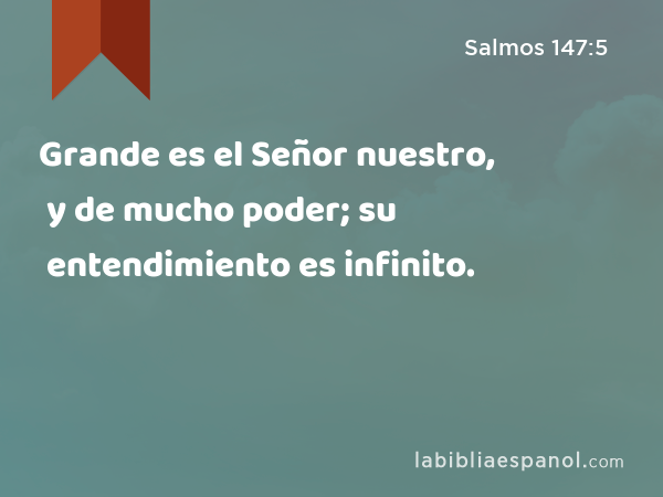 Grande es el Señor nuestro, y de mucho poder; su entendimiento es infinito. - Salmos 147:5