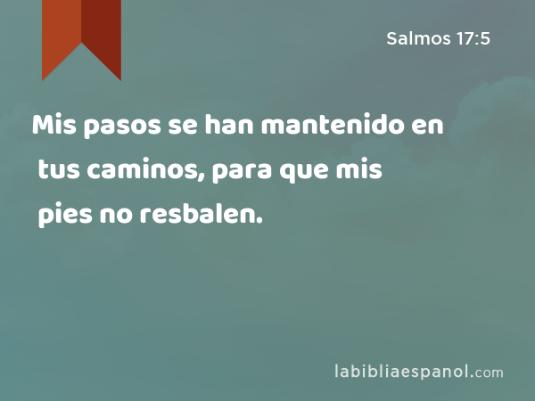 Mis pasos se han mantenido en tus caminos, para que mis pies no resbalen. - Salmos 17:5