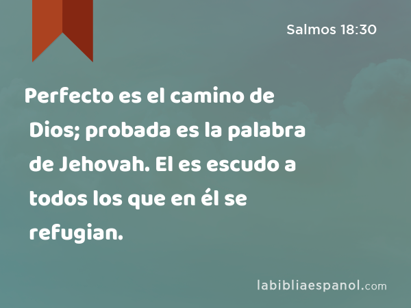 Perfecto es el camino de Dios; probada es la palabra de Jehovah. El es escudo a todos los que en él se refugian. - Salmos 18:30