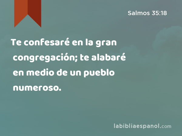 Te confesaré en la gran congregación; te alabaré en medio de un pueblo numeroso. - Salmos 35:18