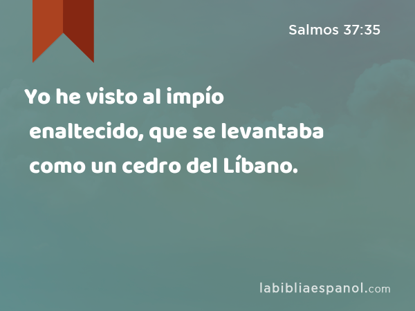 Yo he visto al impío enaltecido, que se levantaba como un cedro del Líbano. - Salmos 37:35