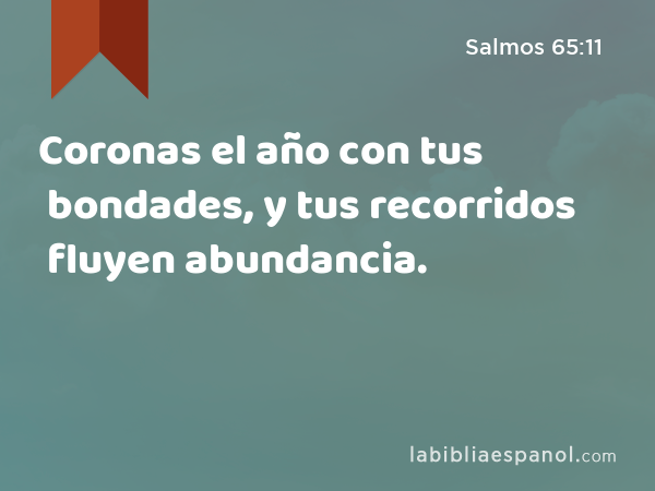 Coronas el año con tus bondades, y tus recorridos fluyen abundancia. - Salmos 65:11